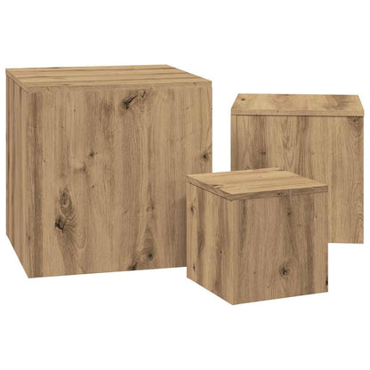Tavolini 3 pz Rovere Artigianale in Legno Multistrato | homemem39
