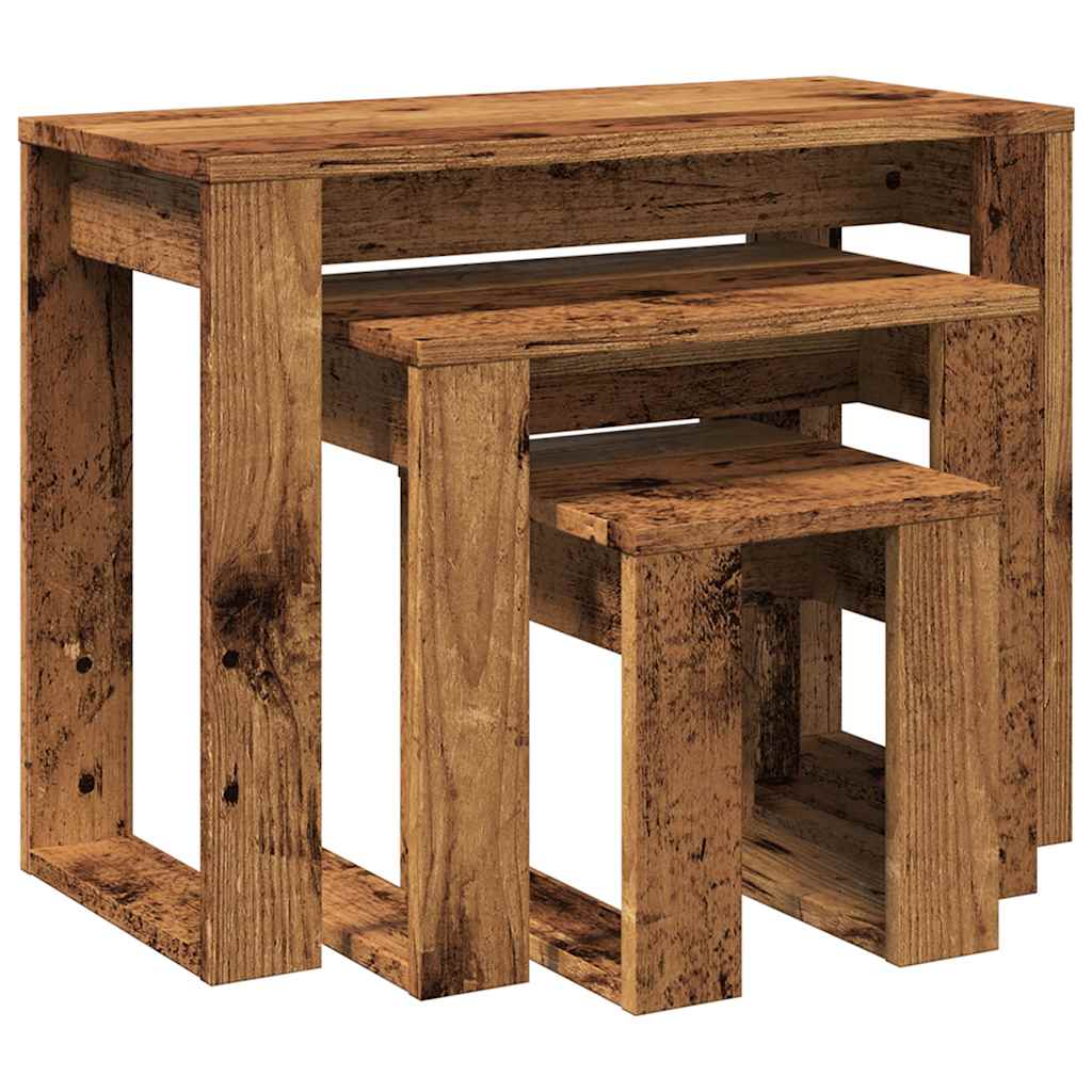 Nido di Tavoli 3 pz Legno Antico in Legno Multistrato | homemem39
