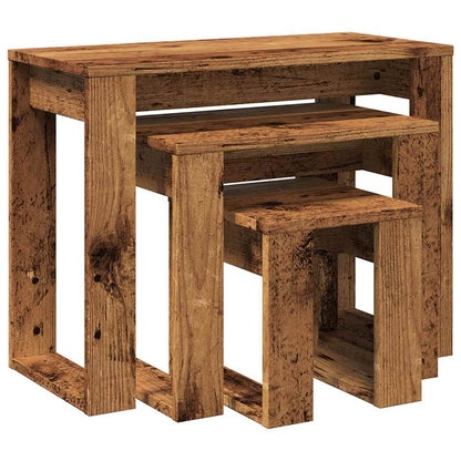 Nido di Tavoli 3 pz Legno Antico in Legno Multistrato | homemem39
