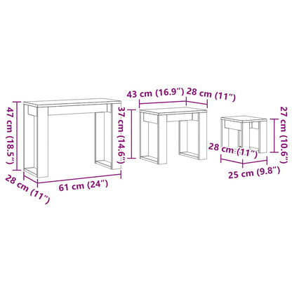 Nido di Tavoli 3 pz Legno Antico in Legno Multistrato | homemem39