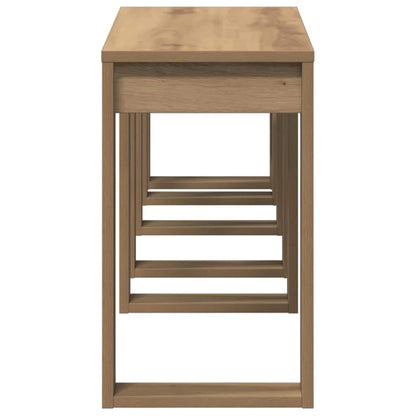 Nido di Tavoli 3 pz Rovere Artigianale in Legno Multistrato