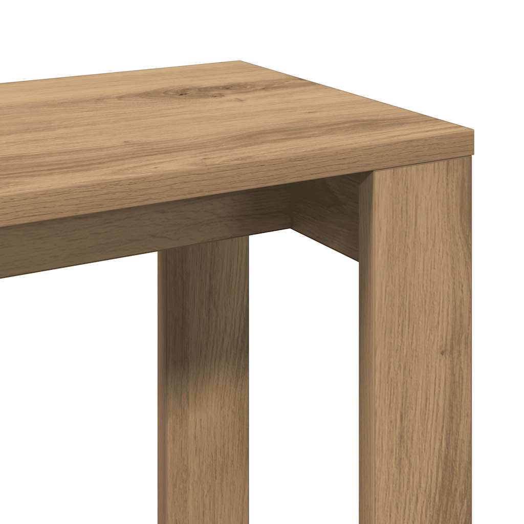 Nido di Tavoli 3 pz Rovere Artigianale in Legno Multistrato