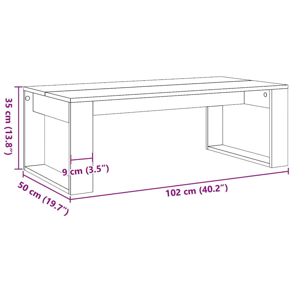 Tavolino Salotto Rovere Artigianale 102x50x35 cm in Truciolato