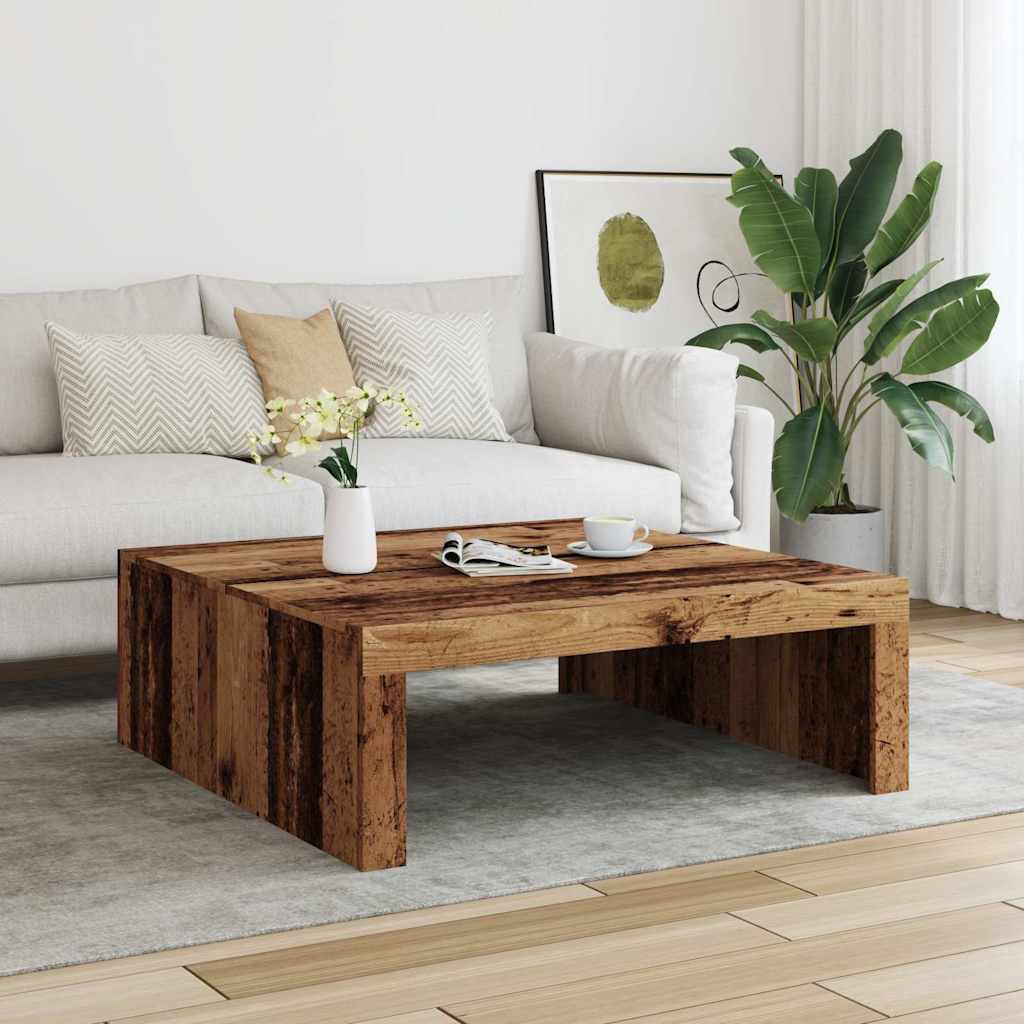Tavolino Salotto Legno Antico 100x100x35 cm in Truciolato | homemem39