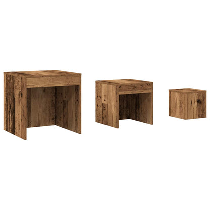 Tavolini Impilabili 3 pz Legno Antico in Legno Multistrato