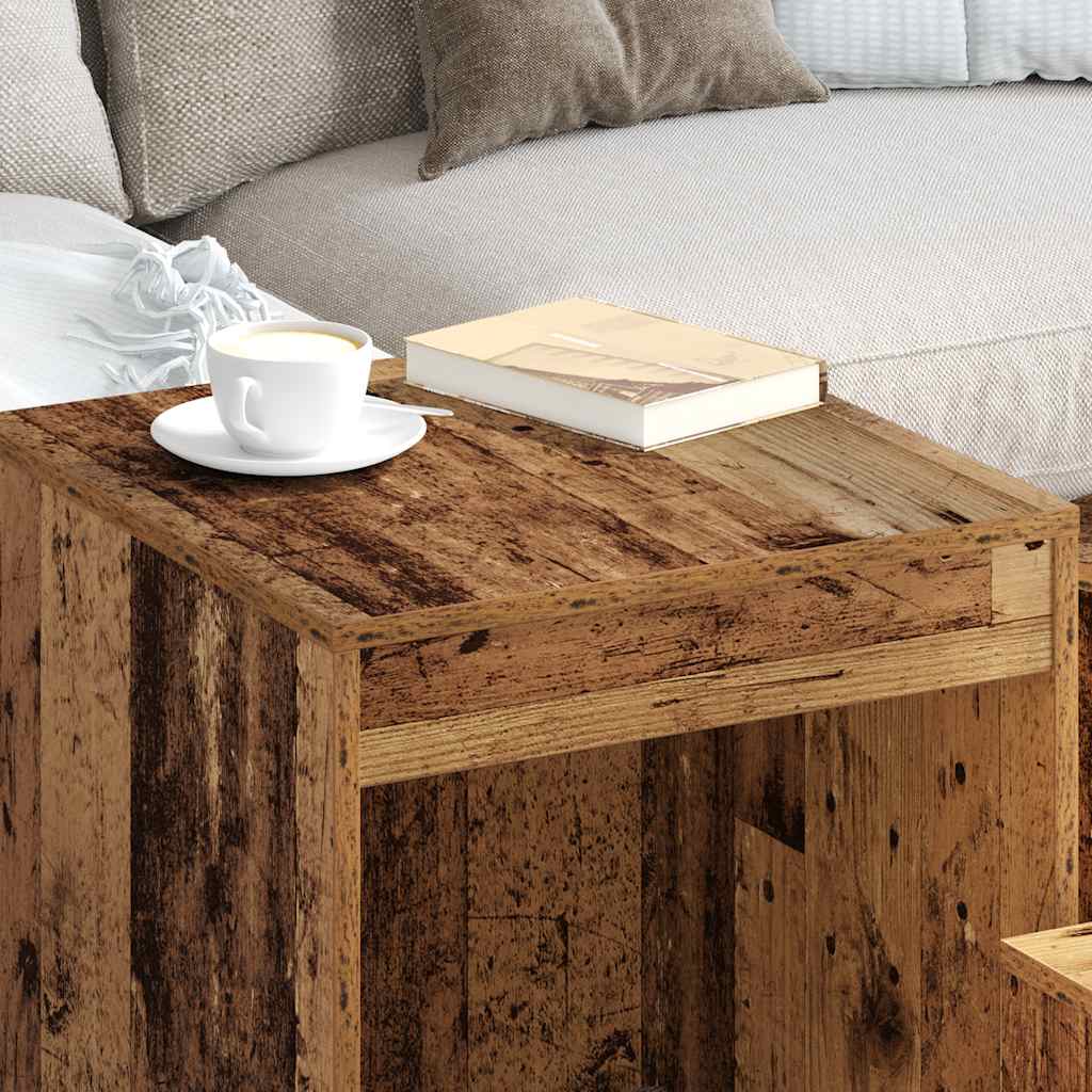 Tavolini Impilabili 3 pz Legno Antico in Legno Multistrato - homemem39
