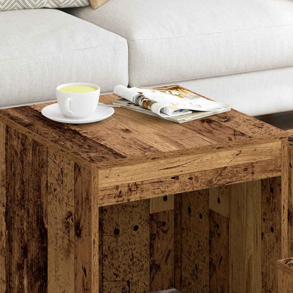 Tavolini Impilabili 3 pz Legno Antico in Legno Multistrato