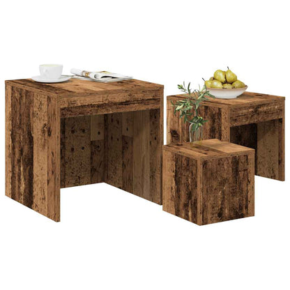 Tavolini Impilabili 3 pz Legno Antico in Legno Multistrato