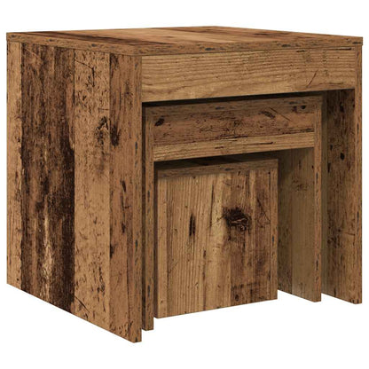 Tavolini Impilabili 3 pz Legno Antico in Legno Multistrato