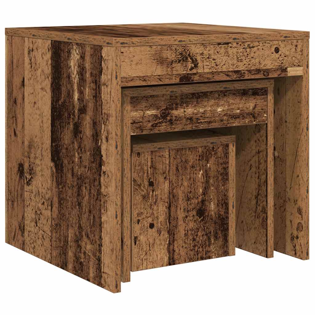 Tavolini Impilabili 3 pz Legno Antico in Legno Multistrato - homemem39