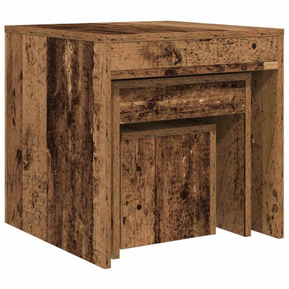 Tavolini Impilabili 3 pz Legno Antico in Legno Multistrato - homemem39