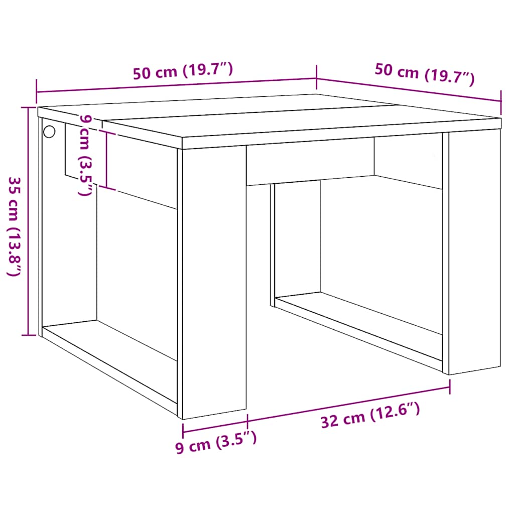 Tavolino da Salotto Rovere Artigianale 50x50x35cm in Truciolato | homemem39