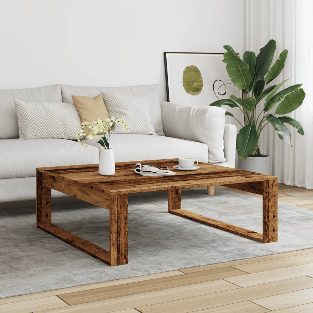 Tavolino Salotto Legno Antico 100x100x35 cm in Truciolato | homemem39