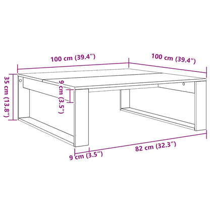 Tavolino Salotto Rovere Artigianale 100x100x35 cm in Truciolato | homemem39