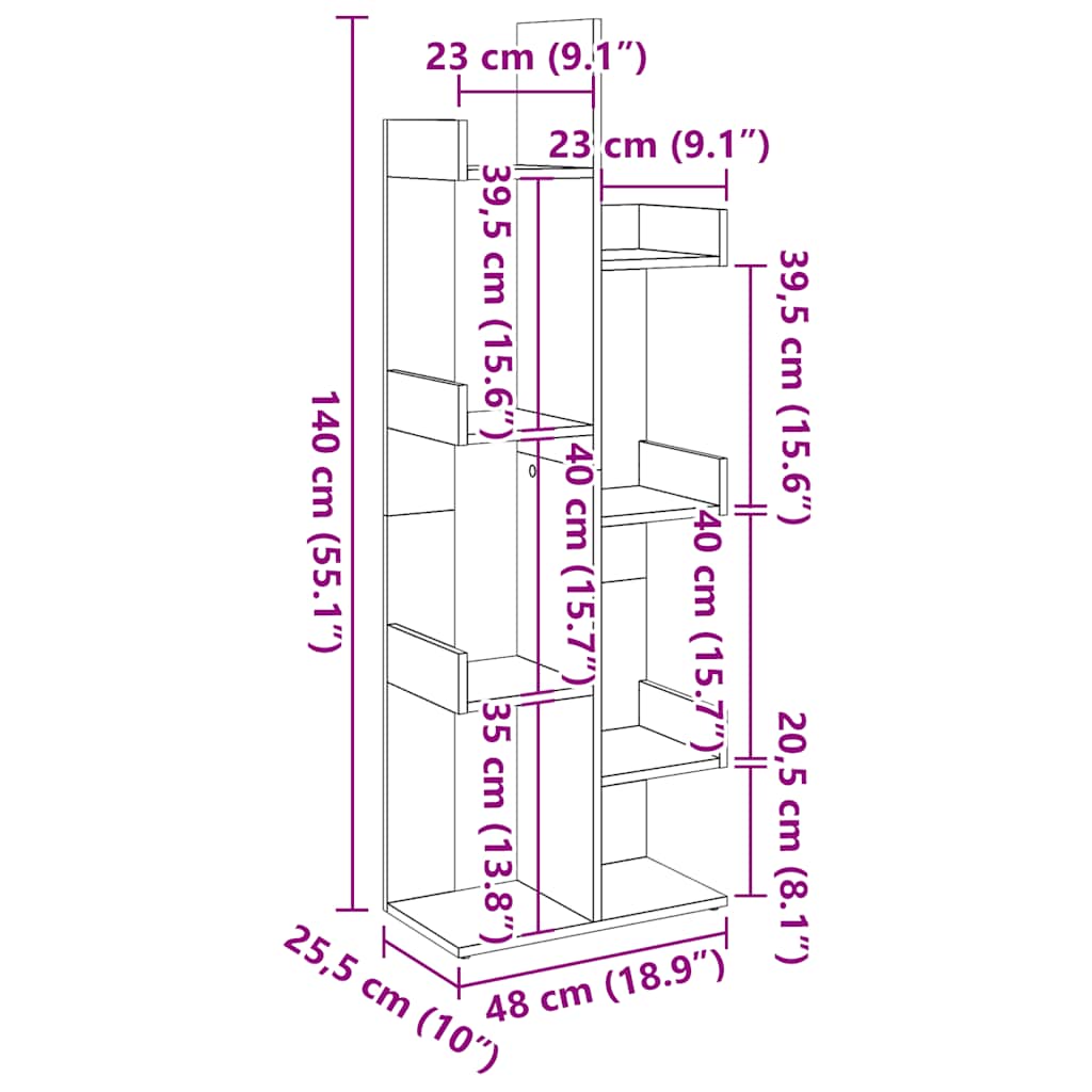 Libreria Legno Antico 48x25,5x140 cm in Legno Multistrato | homemem39