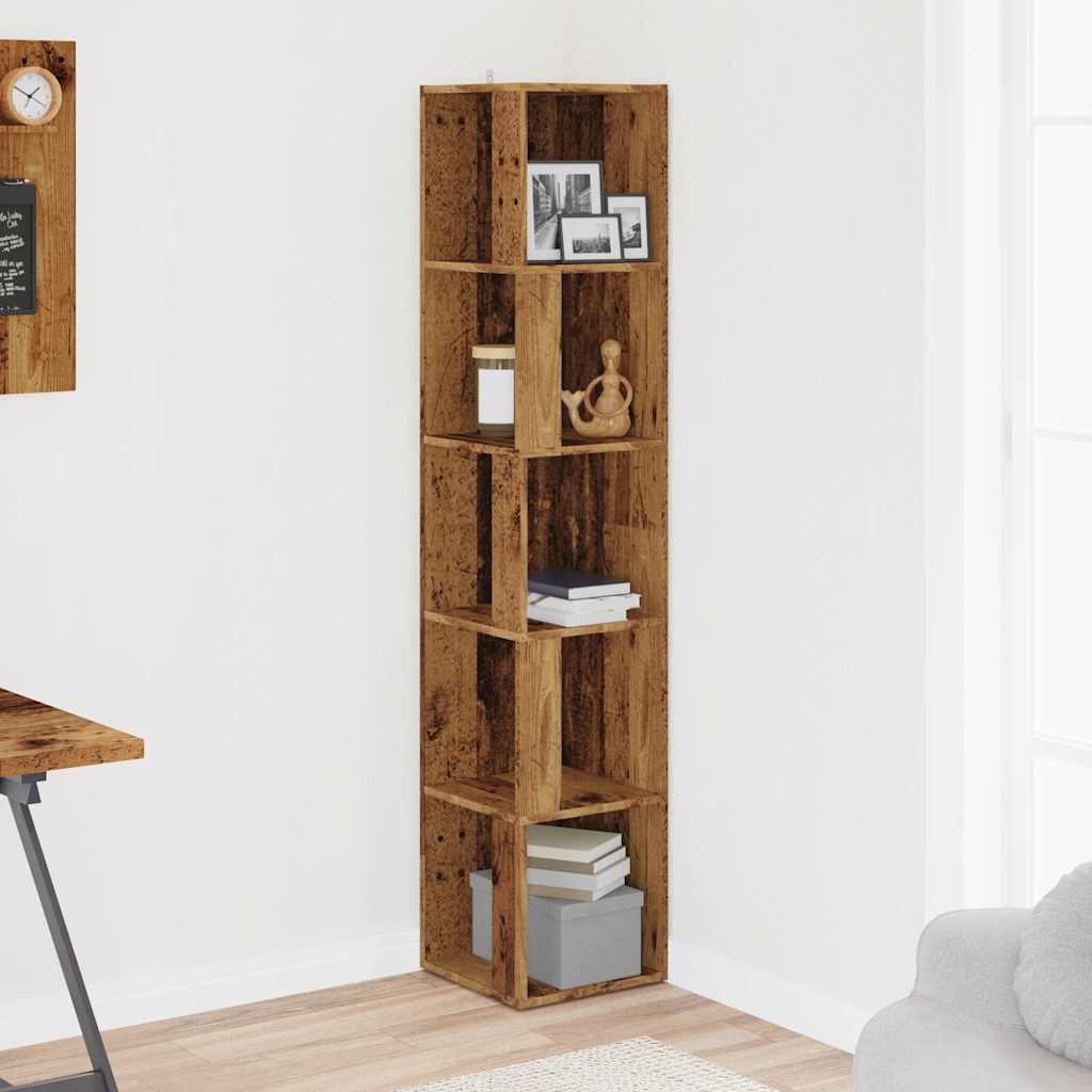 Mobile Angolare Legno Antico 33x33x165 cm in Truciolato
