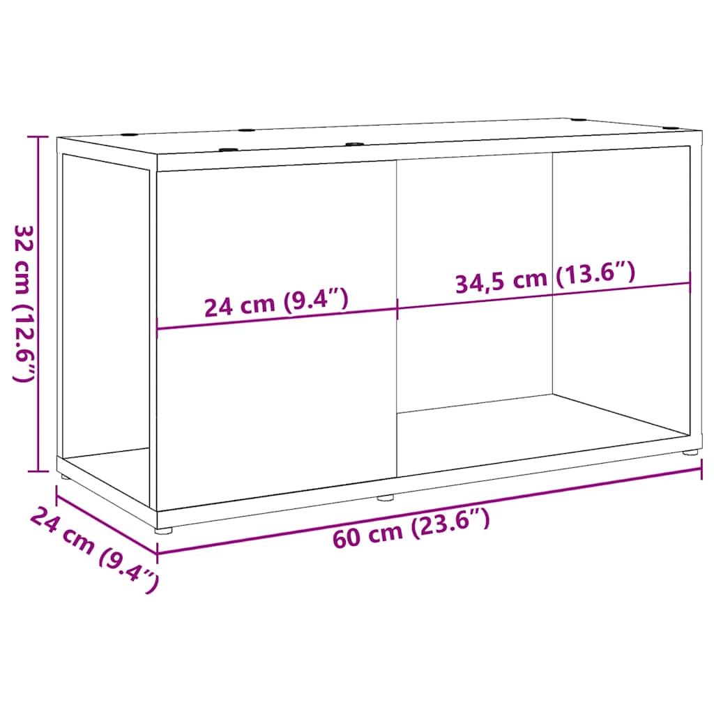 Mobile Porta TV Rovere Artigianale 60x24x32 cm in Truciolato