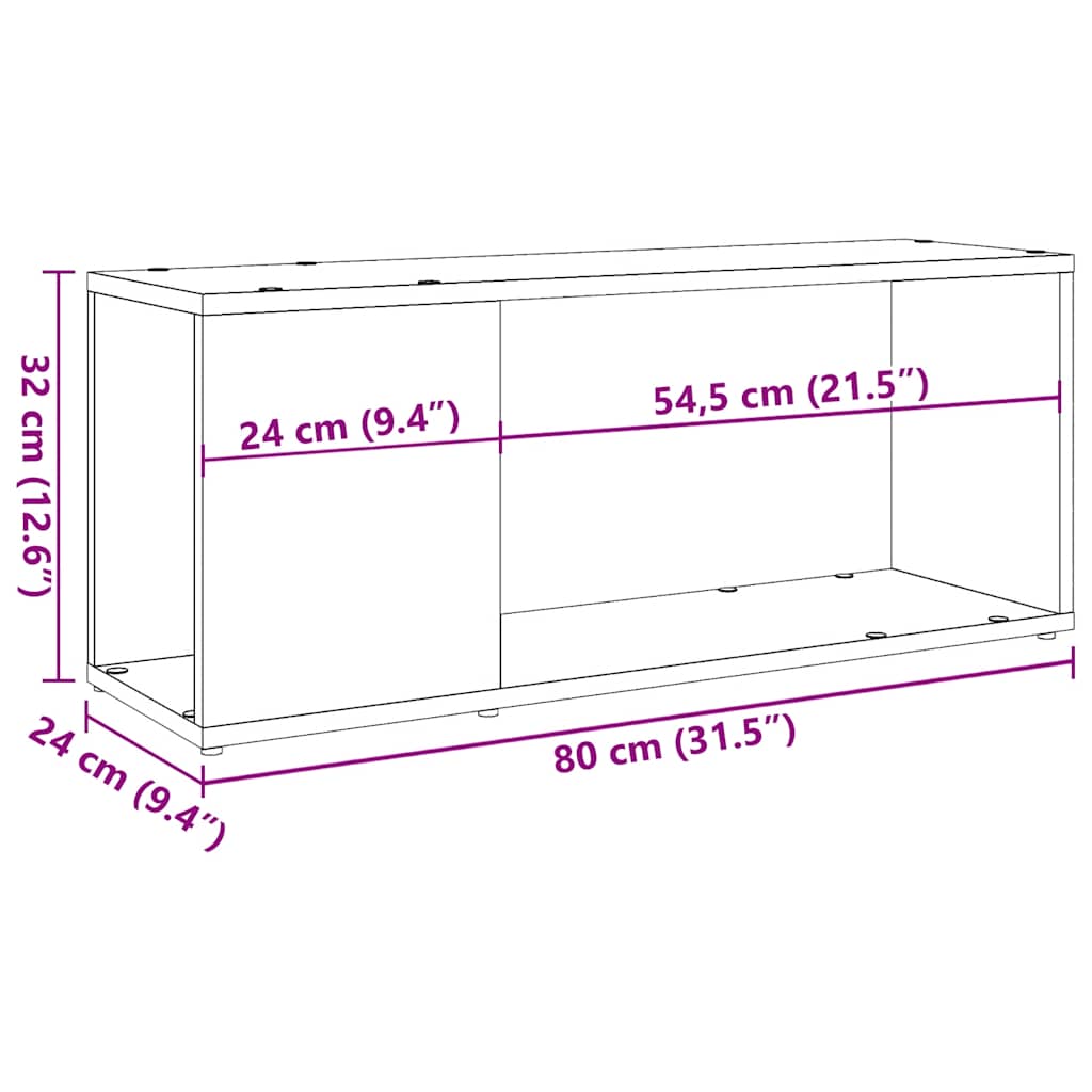 Mobile Porta TV Rovere Artigianale 80x24x32cm Legno Multistrato