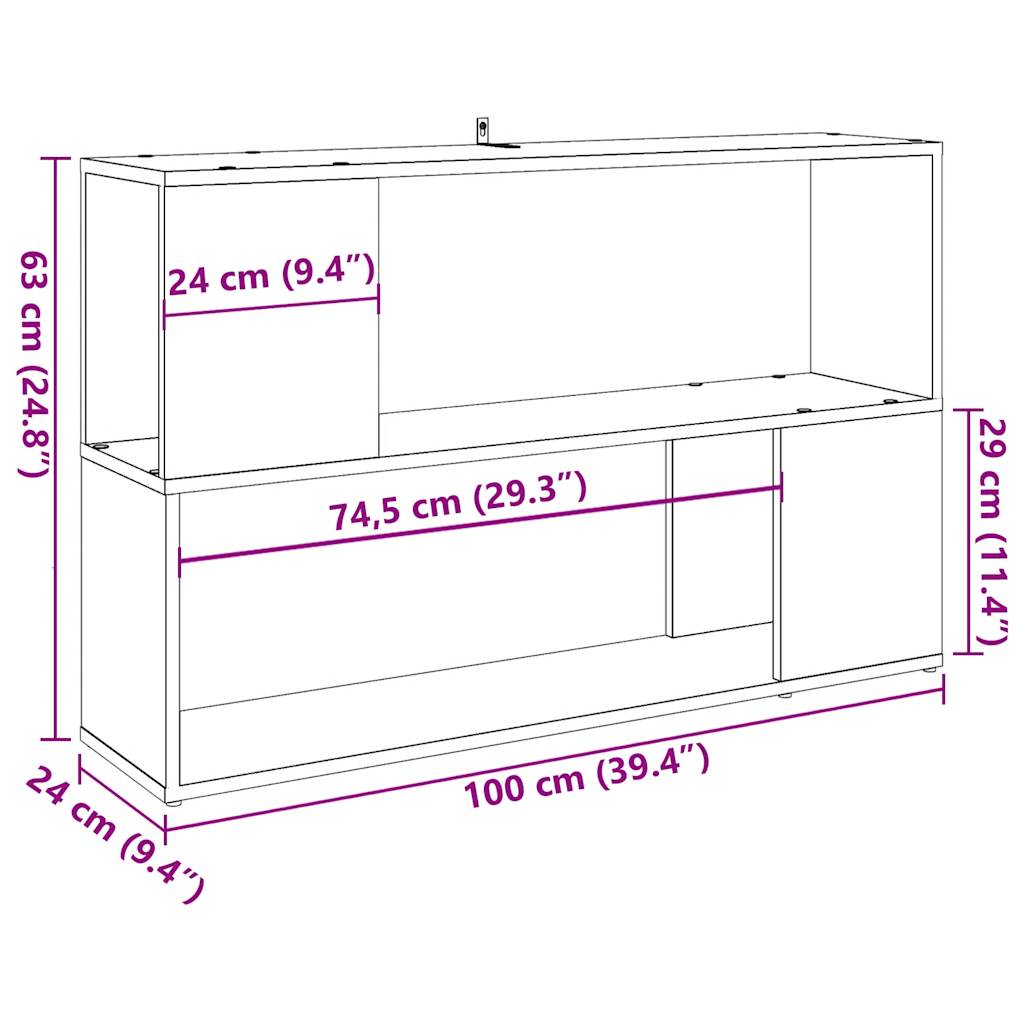 Libreria Legno Antico 100x24x63 cm in Truciolato