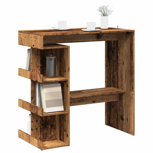 Tavolo Bar con Ripiani Legno Antico 100x50x101,5 cm Truciolato