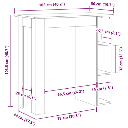 Tavolo Bar con Ripiano Antico 102x50x103,5 cm Truciolato | homemem39