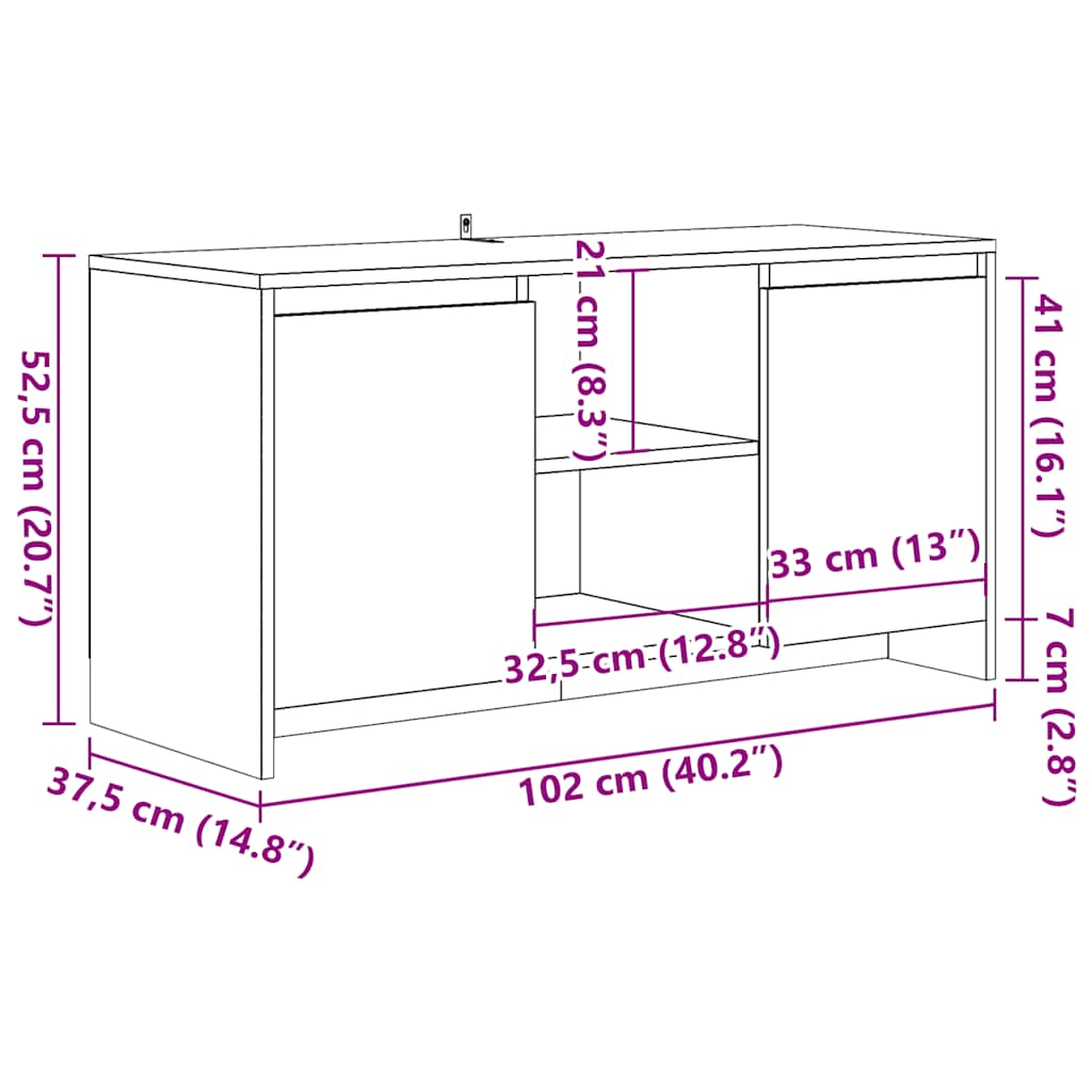 Mobile Porta TV Legno Antico 102x37,5x52,5 cm Legno Multistrato - homemem39