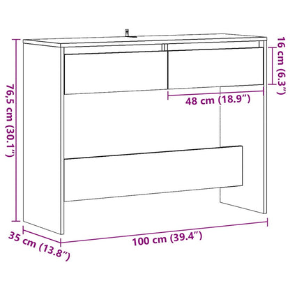 Tavolo Consolle Rovere Artigianale 100x35x76,5 cm in Truciolato