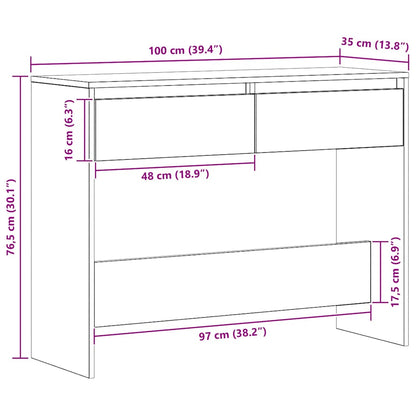 Tavolo Consolle Rovere Artigianale 100x35x76,5 cm in Truciolato