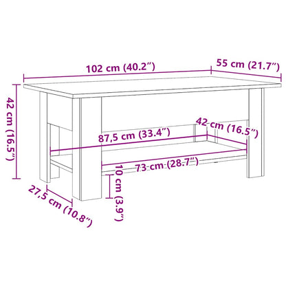 Tavolino Salotto Rovere Artigianale 102x55x42 cm Multistrato | homemem39