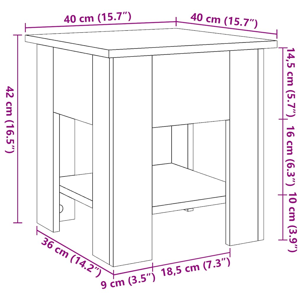 Tavolino da Salotto Legno Antico 40x40x42 cm Legno Multistrato | homemem39