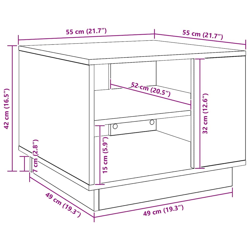 Tavolino da Salotto Artigianale 55x55x42 cm Legno Multistrato | homemem39