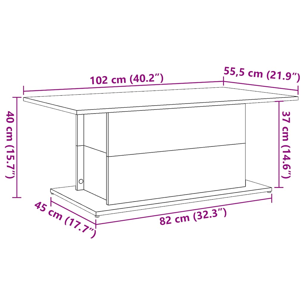 Tavolino da Salotto Legno Antico 102x55,5x40 cm in Truciolato | homemem39