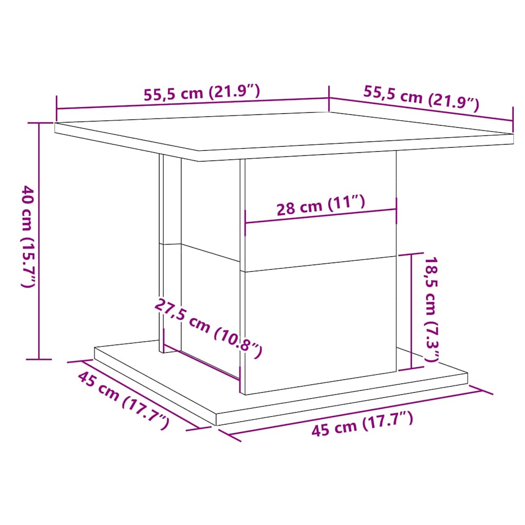 Tavolino Salotto Rovere Artigianale 55,5x55,5x40 cm Truciolato | homemem39