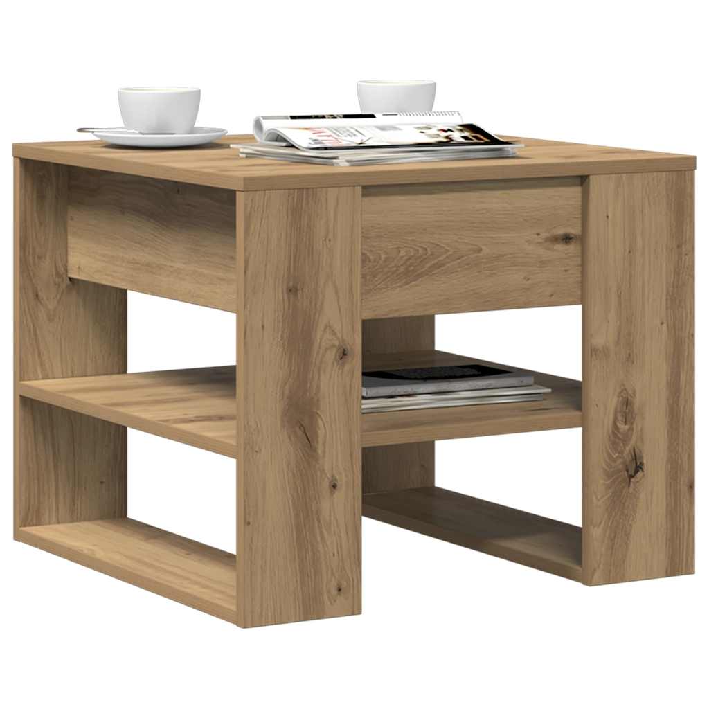 Tavolino Salotto Rovere Artigianale 55,5x55x45 cm in Truciolato