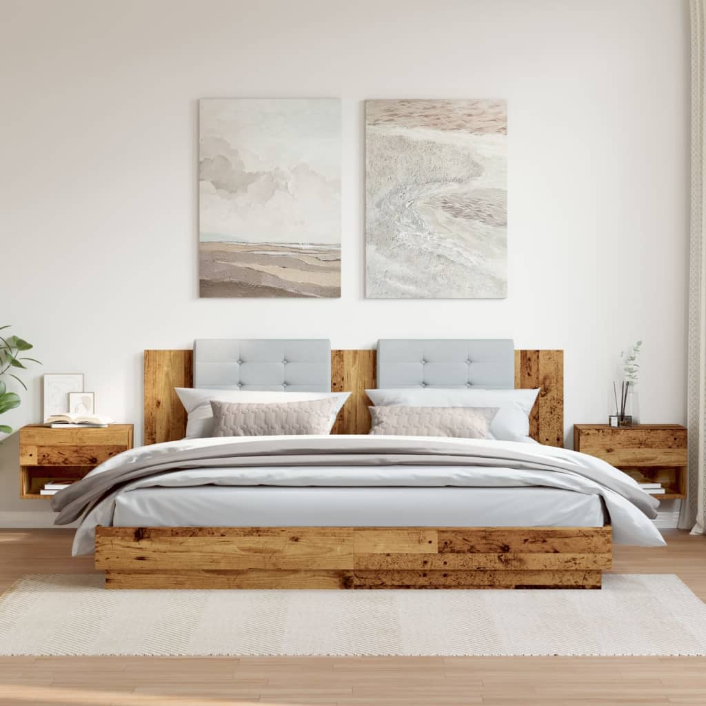 Comodini da Parete 2pz Legno Antico