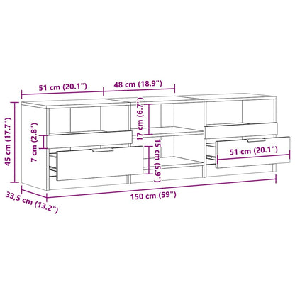Mobile Porta TV Legno Vecchio 150x33,5x45 cm Legno Multistrato | homemem39
