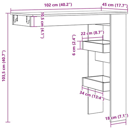 Bancone da Muro Legno Antico 102x45x103,5cm Legno Multistrato