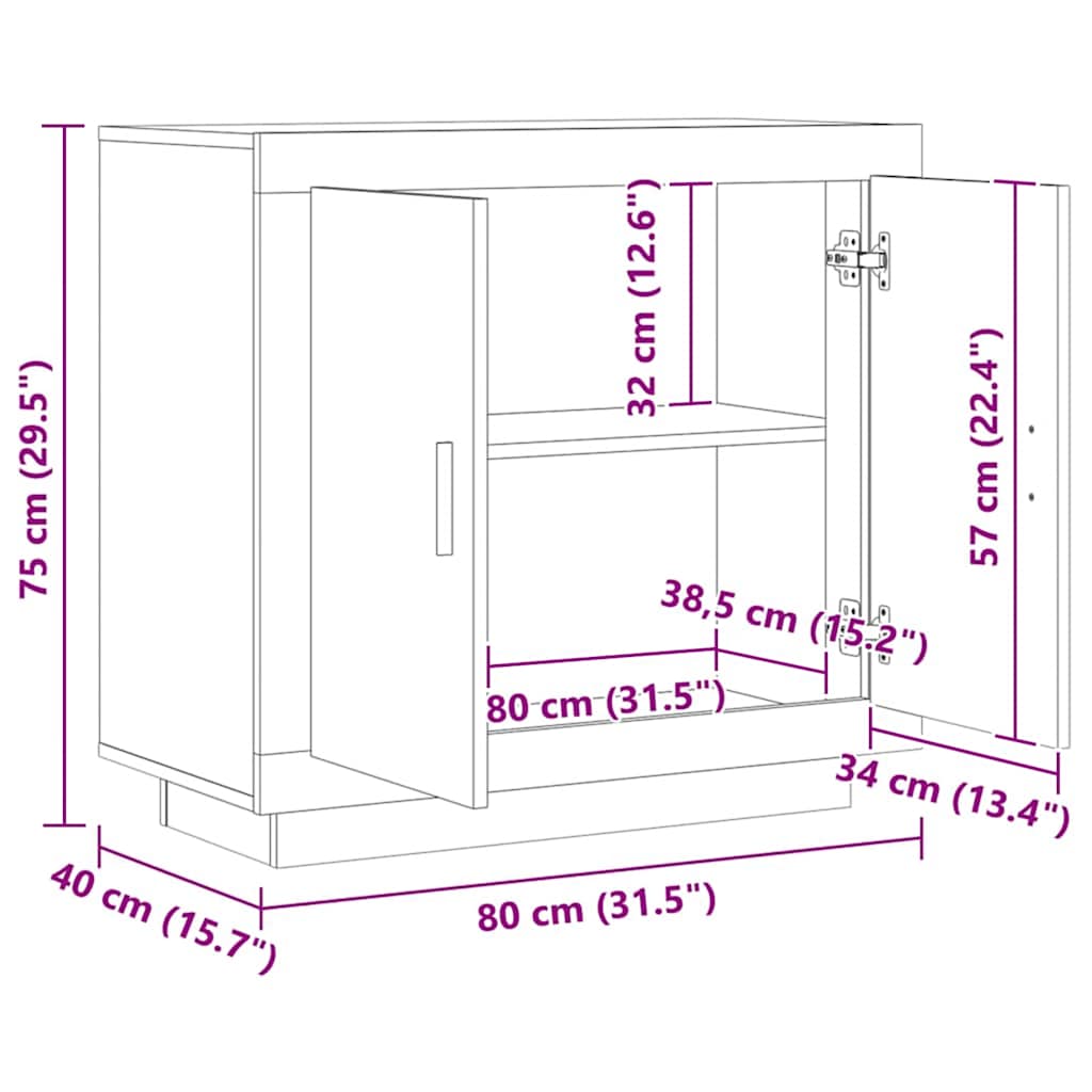 Credenza Rovere Artigianale 80x40x75 cm in Legno Multistrato - homemem39