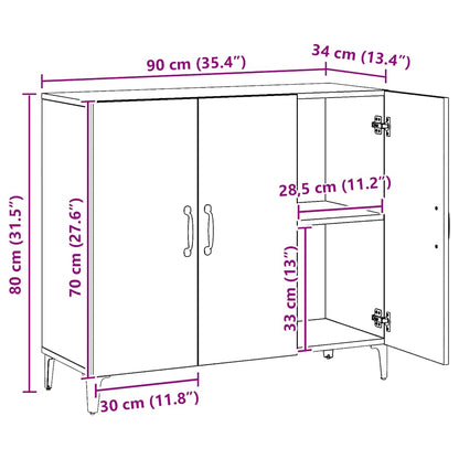 Credenza Rovere Artigianale 90x34x80 cm in Legno Multistrato
