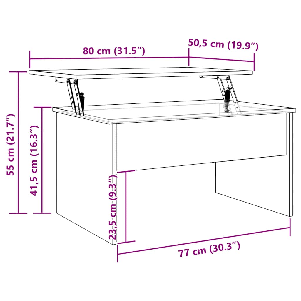 Tavolino Salotto Rovere Artigianale 80x50,5x41,5 cm Truciolato | homemem39