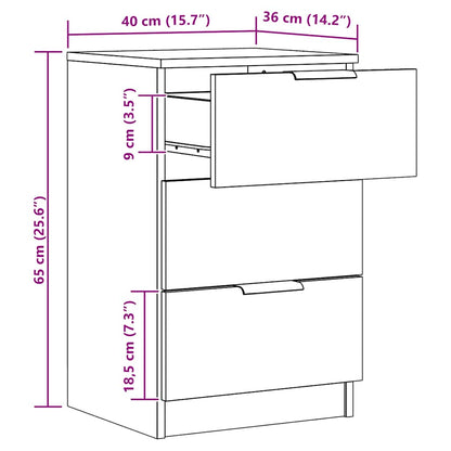 Comodini 2pz Rovere Artigianale 40x36x65cm in Legno Multistrato