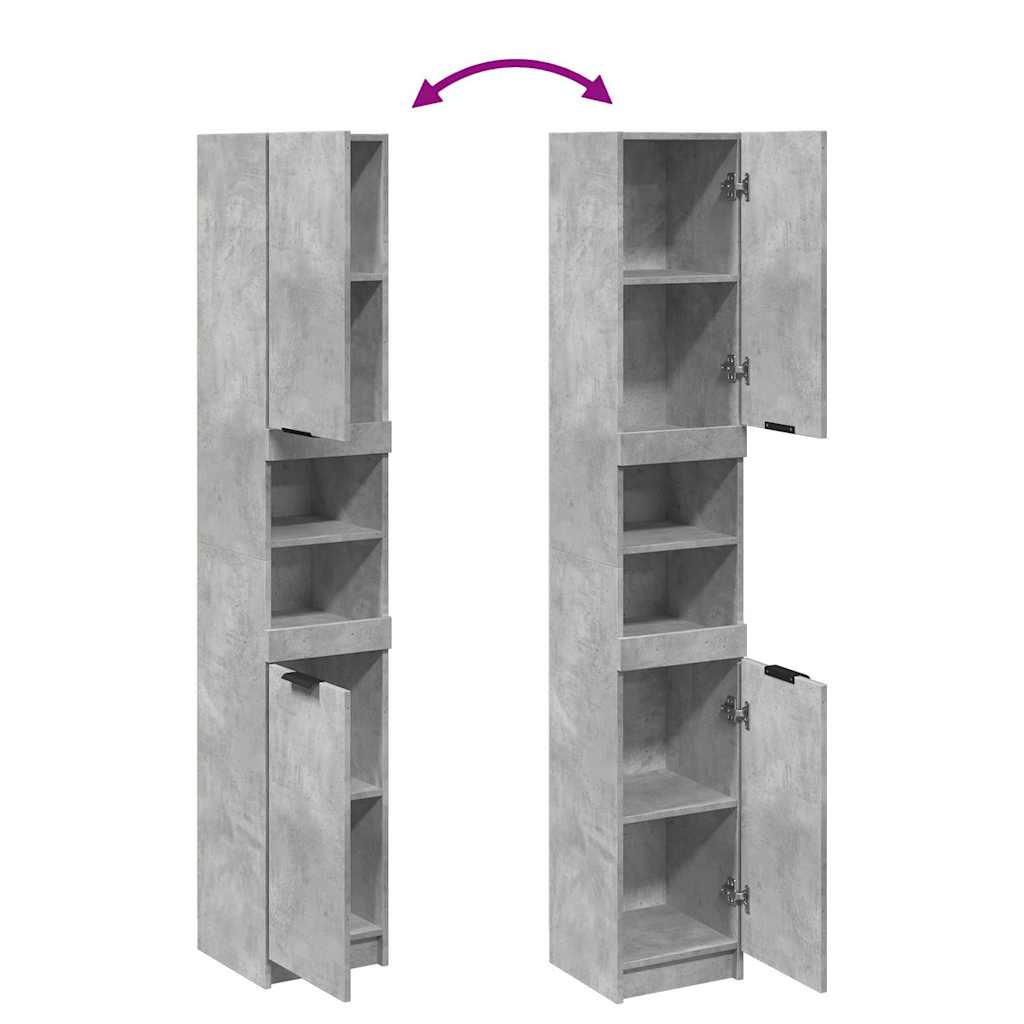 Mobile da Bagno Grigio Cemento 32x34x188,5 cm Legno Multistrato