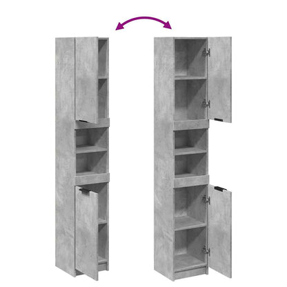 Mobile da Bagno Grigio Cemento 32x34x188,5 cm Legno Multistrato