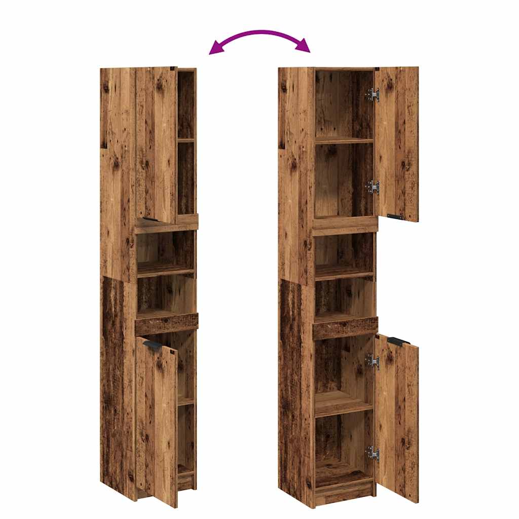 Armadietto Bagno Legno Antico 32x34x188,5 cm Legno Multistrato | homemem39
