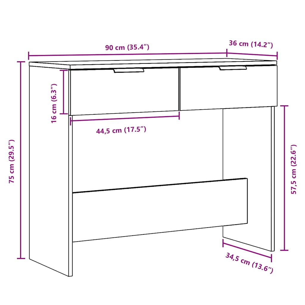 Tavolo Consolle in Legno Vecchio 90x36x75 cm Legno Multistrato | homemem39