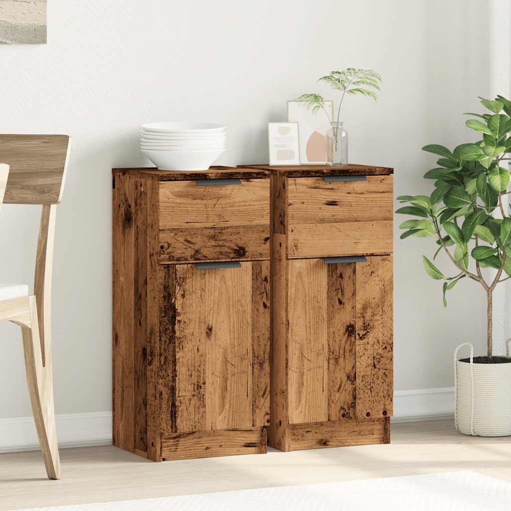Credenze 2 pz Legno Antico 30x30x70 cm in Legno Multistrato | homemem39