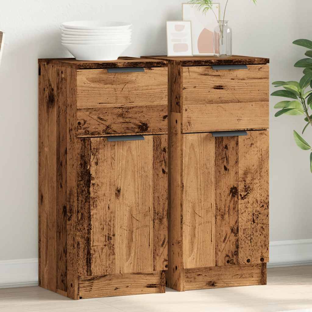 Credenze 2 pz Legno Antico 30x30x70 cm in Legno Multistrato | homemem39