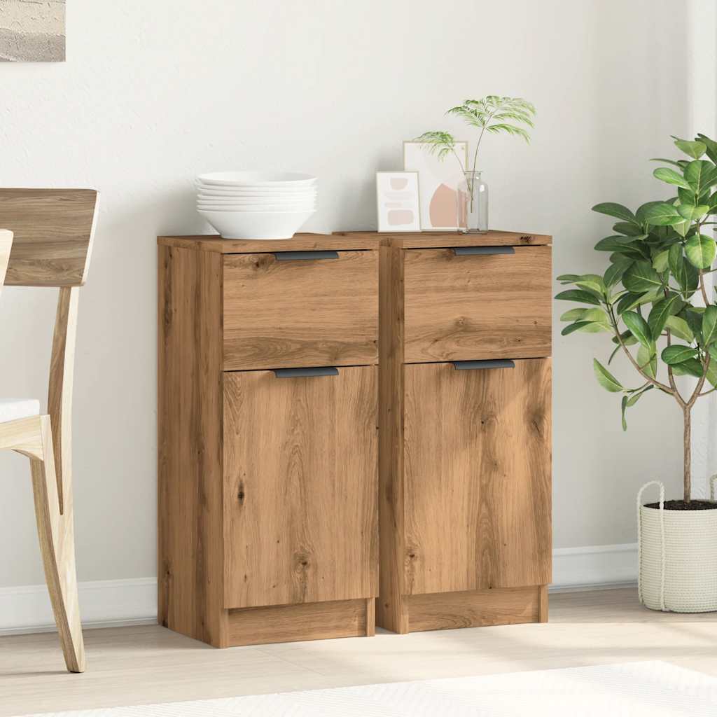 Credenze 2 pz Rovere Artigianale 30x30x70 cm Legno Multistrato | homemem39