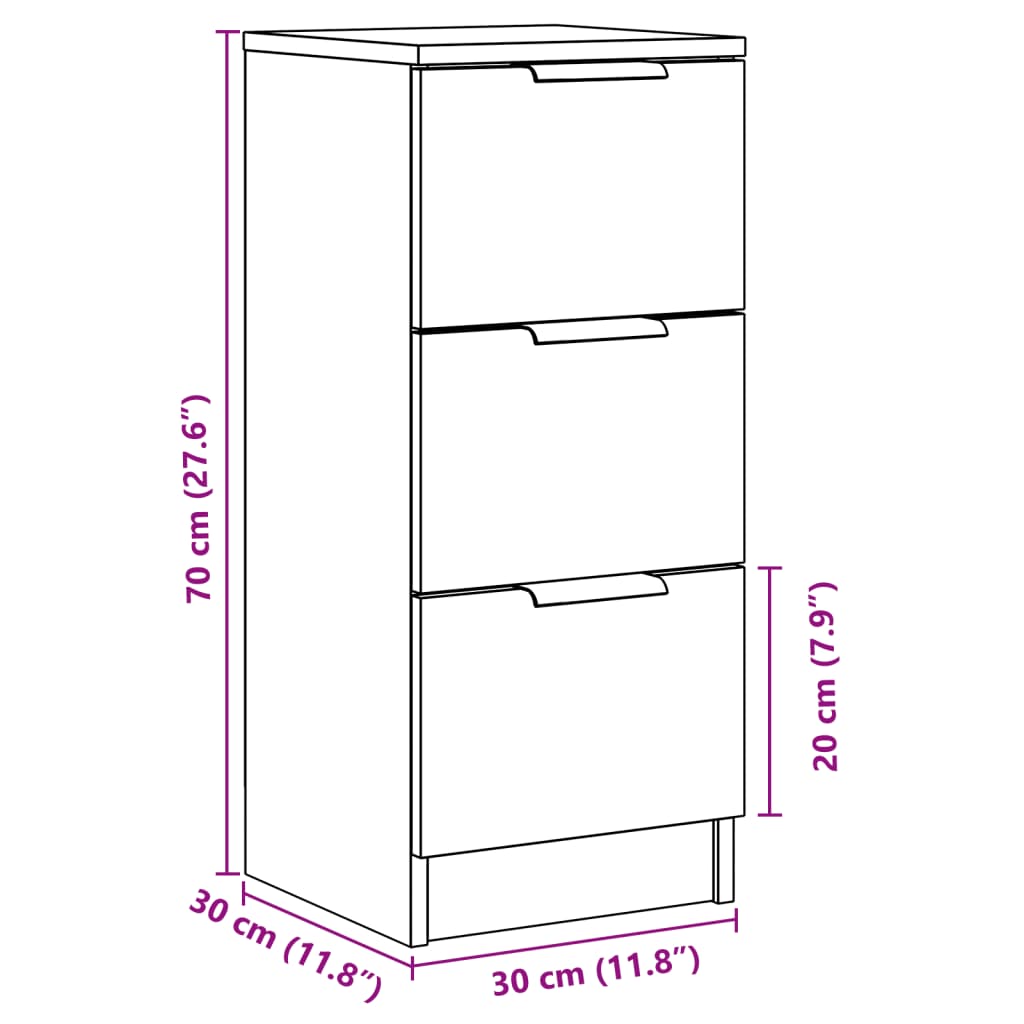 Credenze 2 pz Legno Antico 30x30x70 cm in Legno Multistrato - homemem39