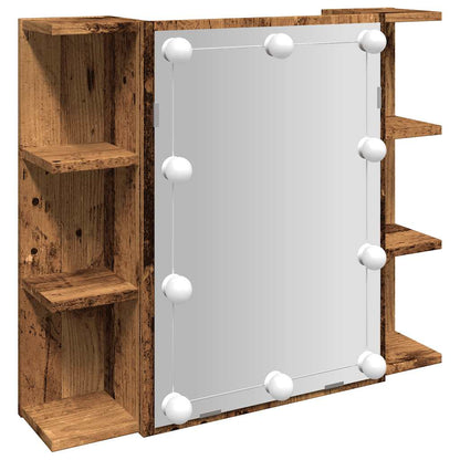 Mobile a Specchio con LED Legno Antico 70x16,5x60 cm | homemem39